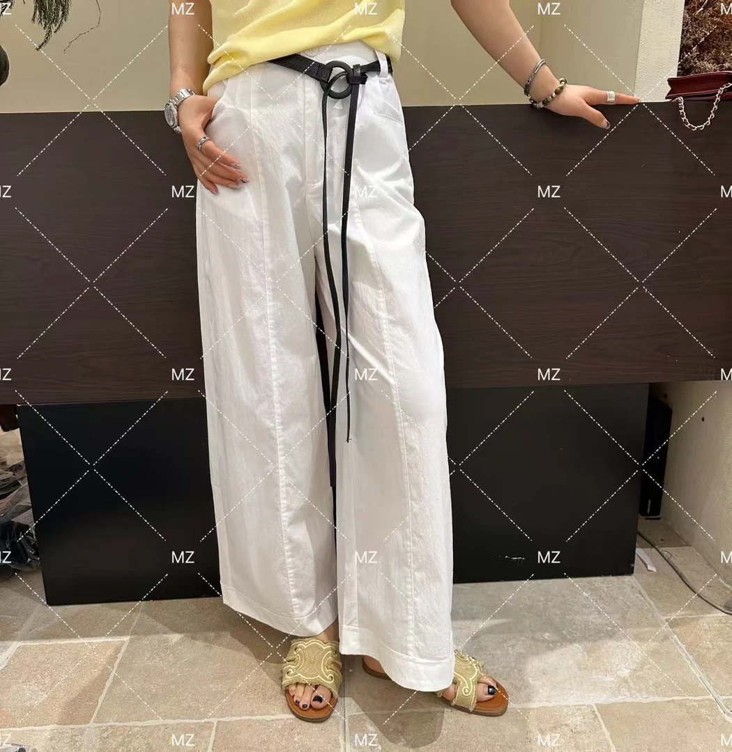 【格子家】高腰夏季薄款女裤直筒裤加腰带B137老钱风松弛感女装