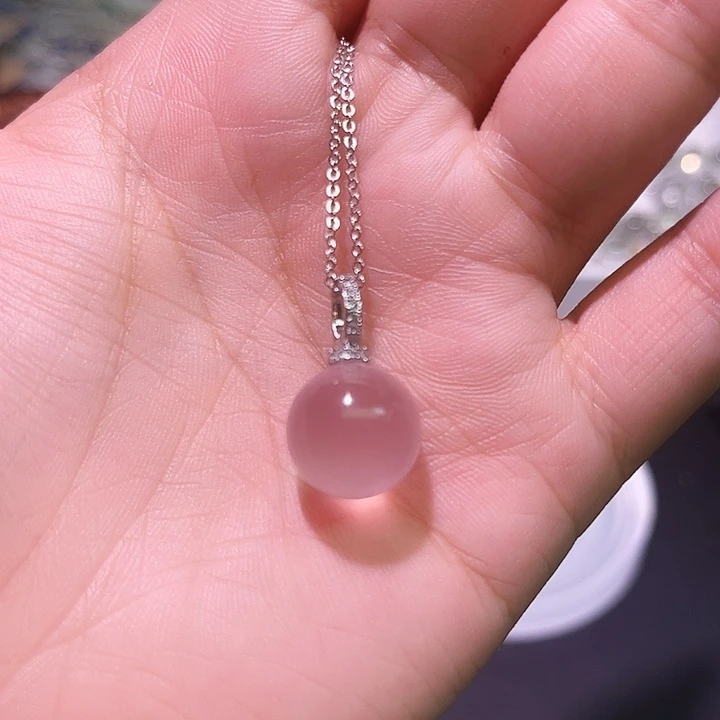 水晶手链未镶嵌粉水晶万能扣吊坠