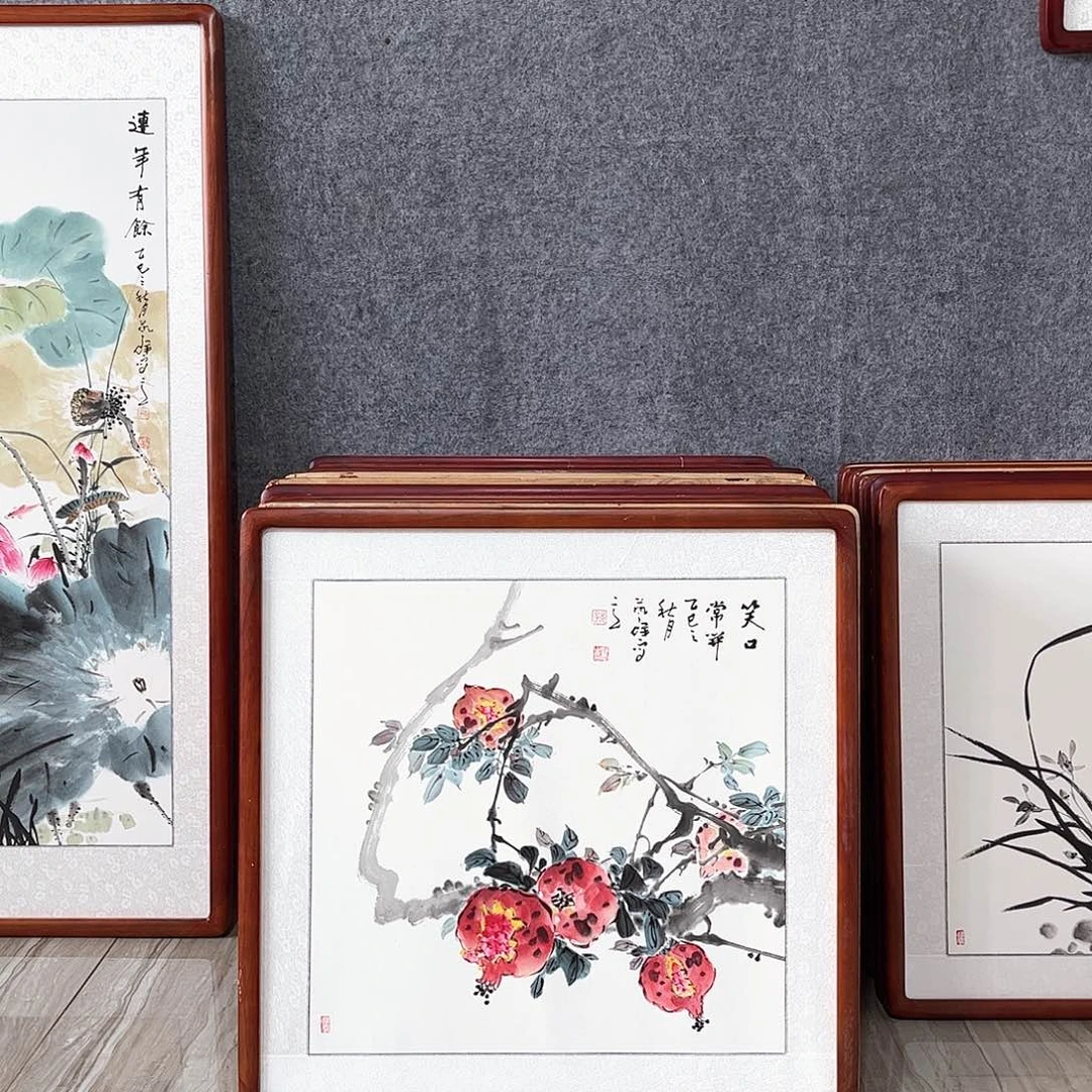 国画书画作品带框63×63