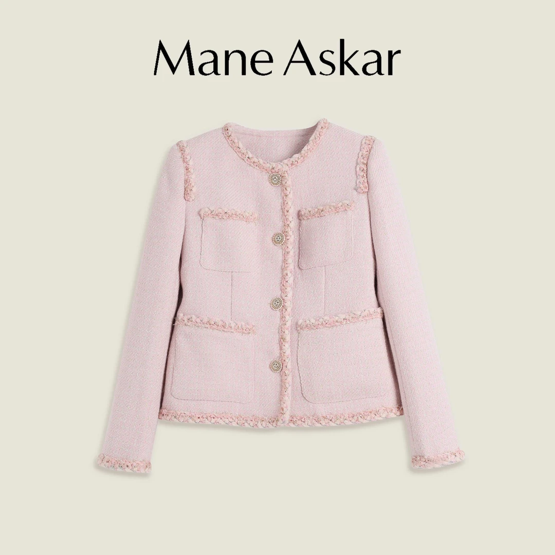 春季新款法式小香风气质粉色外套短款女装OK0495