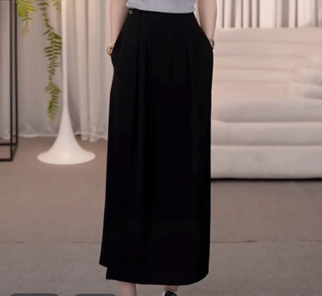 【商场同款】2025夏季新款黑色极简穿搭A字裙垂感半身裙女士