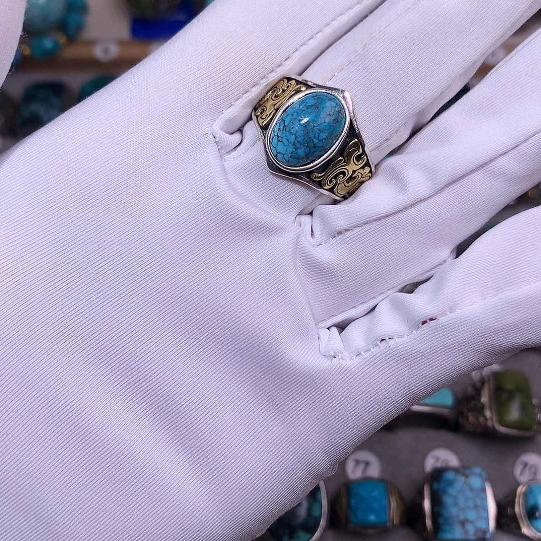 绿松石挂件银S925镶嵌