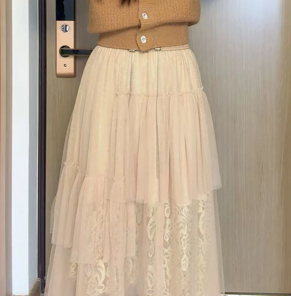 半身裙女时尚优雅风春秋季蓬蓬裙加厚纱裙气质中长裙