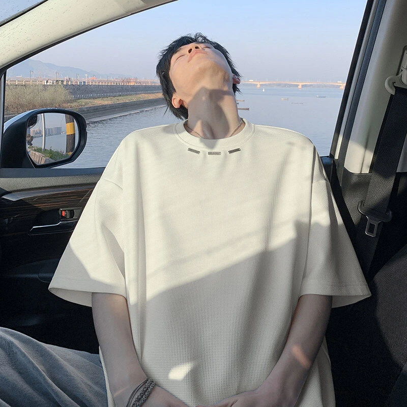 重磅钢标短袖t恤男2025新款夏季潮牌宽松简约百搭圆领半袖体恤