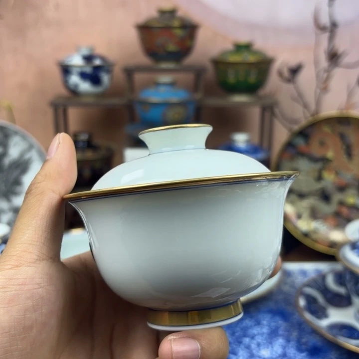 O***s陶盖碗景德镇手工手绘陶瓷