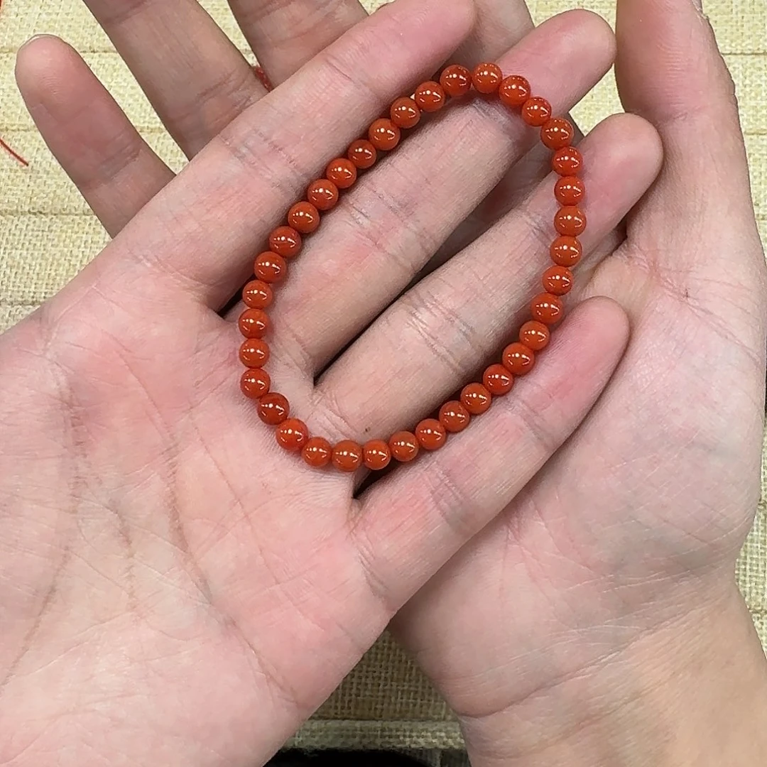 南红玛瑙手链未镶嵌原矿南红手串5mm瓦西柿子红