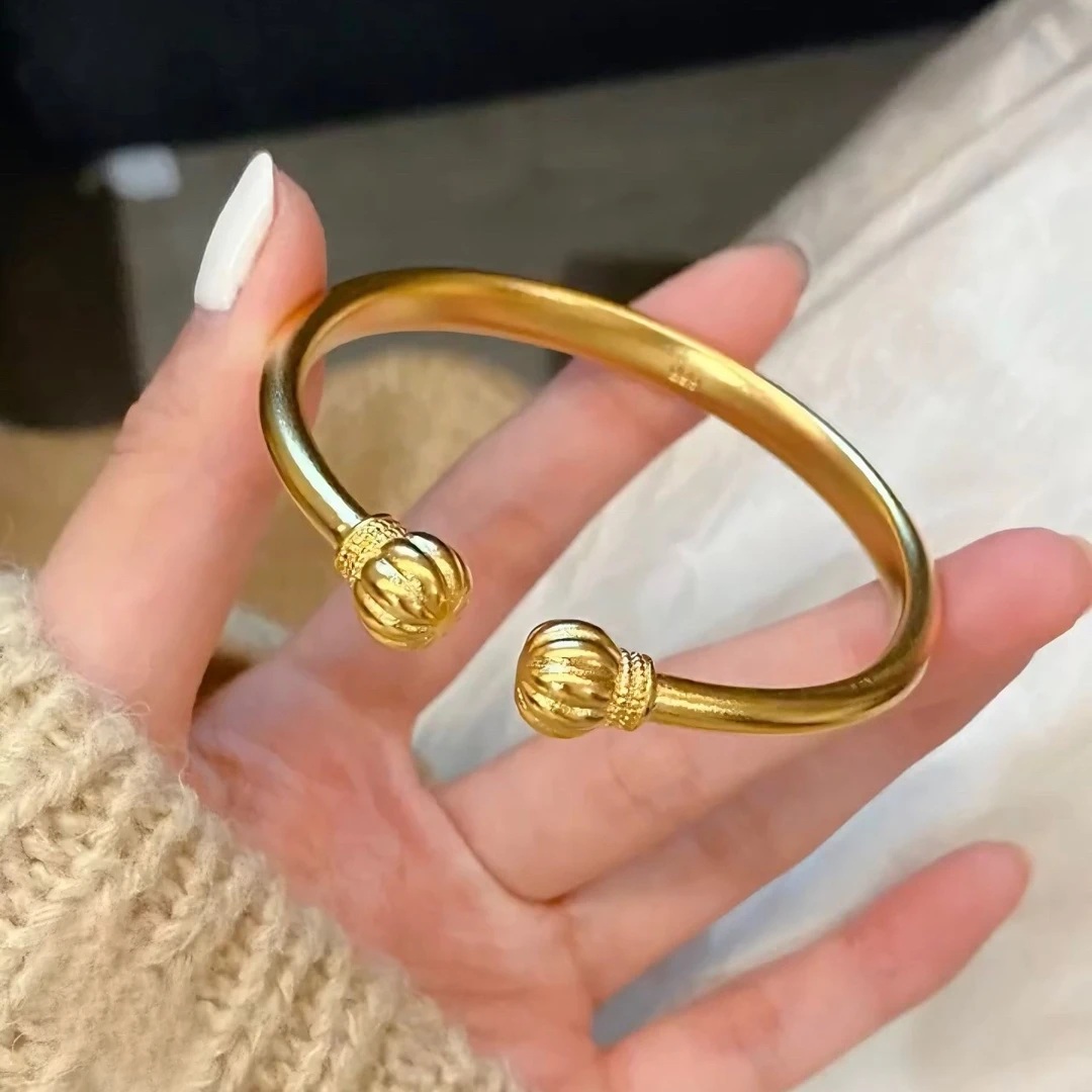 合金手镯 矿合金南瓜对珠开口手环传承古法南瓜国潮风