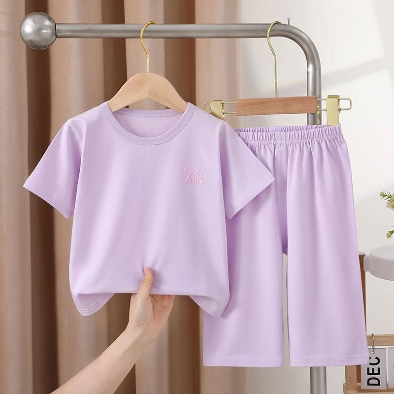 纯棉儿童睡衣套装夏季薄款男童女童2025新款短袖空调家居服夏款