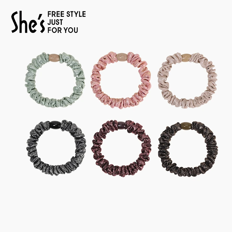 shes茜子轻简循迹基础款细发圈扎丸子头高马尾发绳弹性护发头花