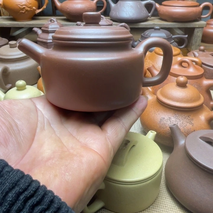茶壶紫泥宜兴紫砂壶半手工德中壶，150cc