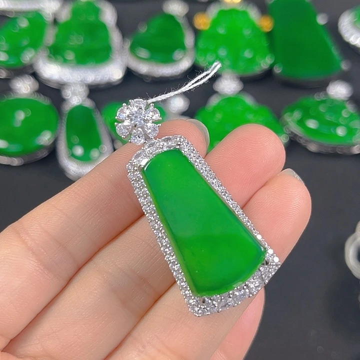 翡翠银S925镶嵌吊坠(不含链)