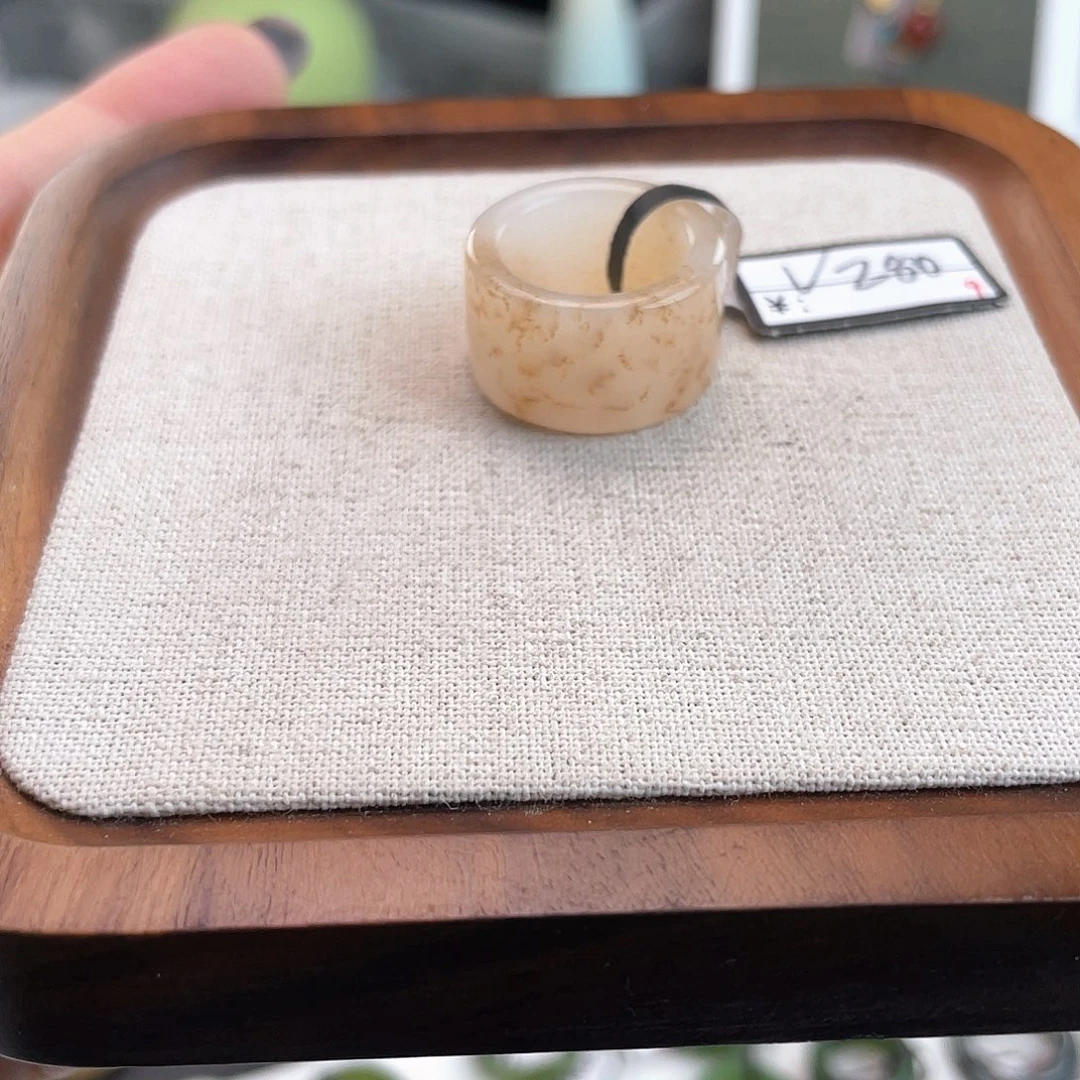 和田玉未镶嵌戒指U43金桂花15.9不退换