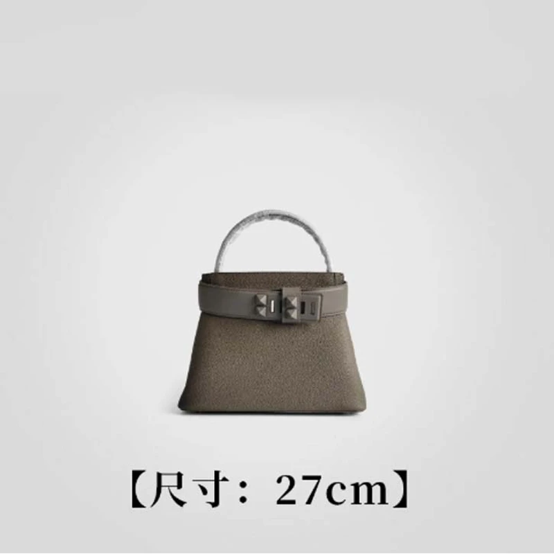 莎莎【锡器灰-模特包包】牛皮 优雅风 手提斜跨包女包 30447