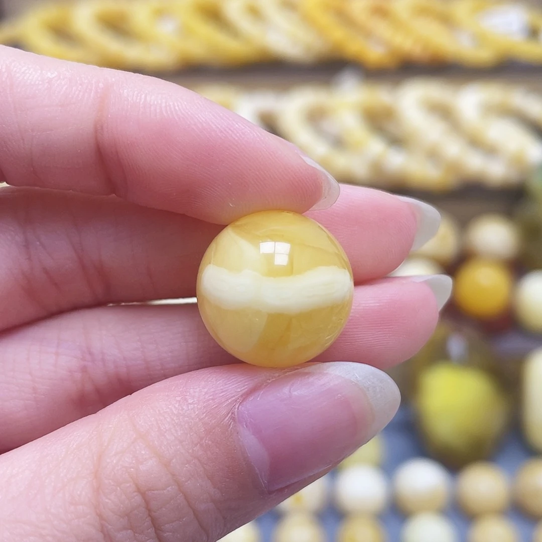 @****未镶嵌琥珀裸石16.8mm圆珠微瑕