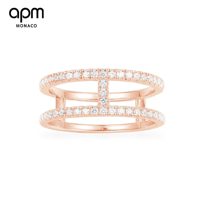 APM Monaco 925银合成锆石戒指 双圈微镶戒指 Y20921OX