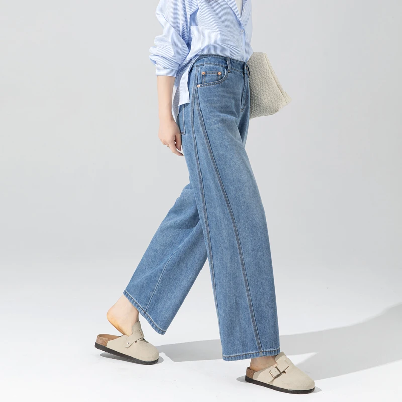 2025欧货爆款裤子女秋季新款牛仔裤汉麻天丝镰刀裤美式直筒哈伦裤