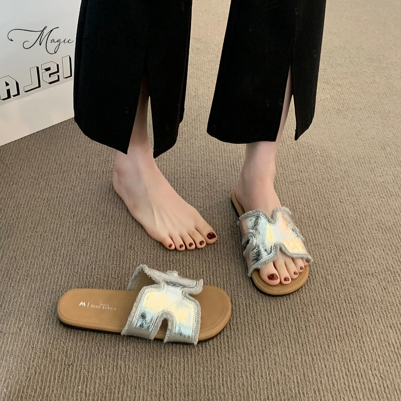 【万达撤柜】韩版港式流苏勃肯鞋凉拖鞋女2025夏季外穿平底软底度假