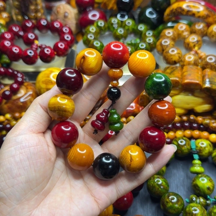 松木琥珀木文玩手串