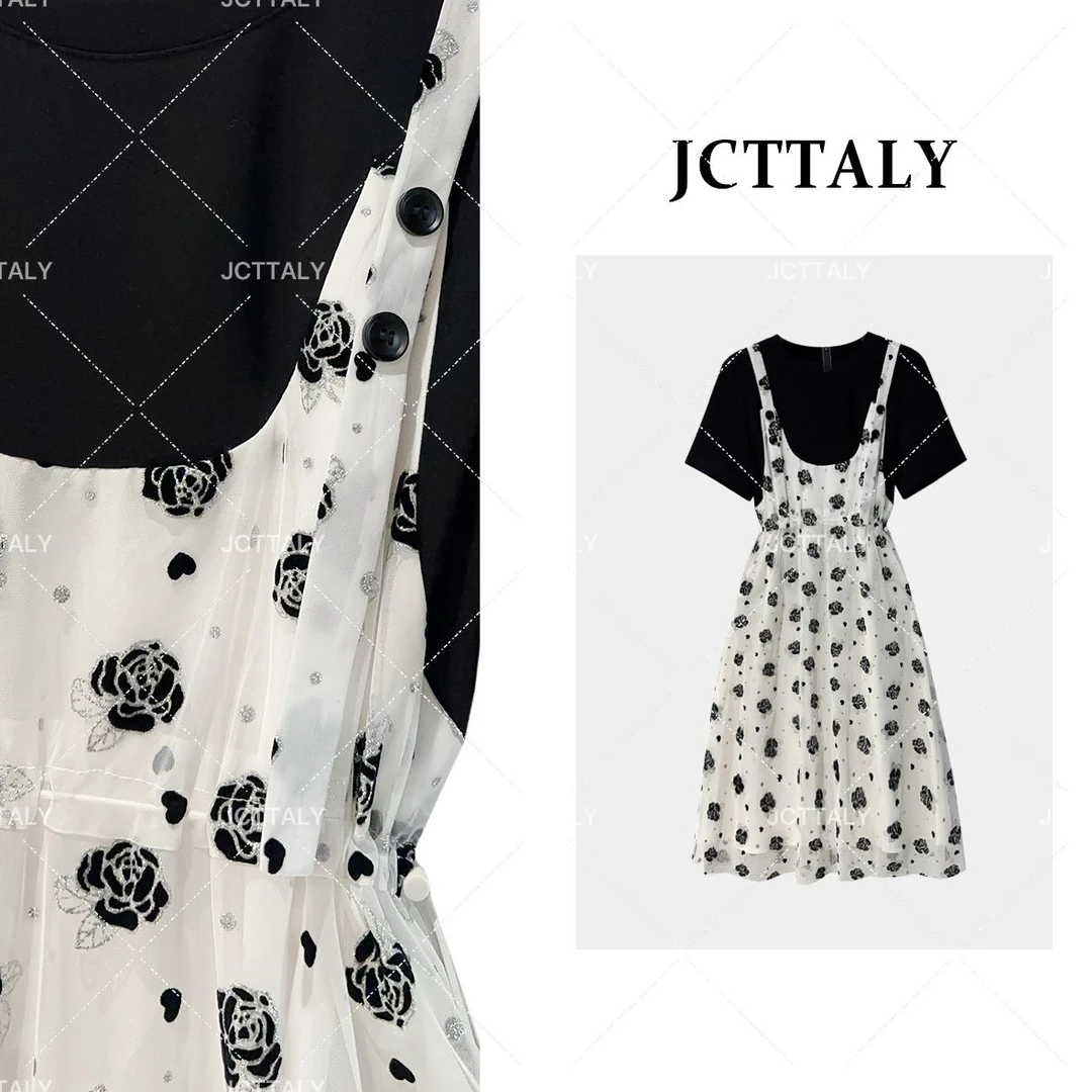 【梅子专属】新品上市气质时尚夏季设计感拼接假两件连衣裙JC-A3107