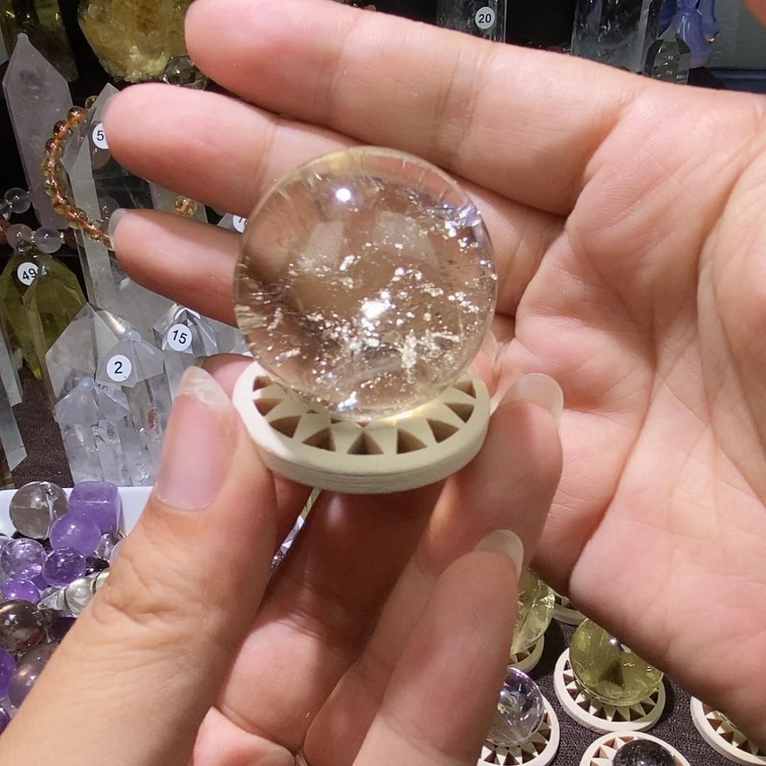 水晶手链银S925镶嵌32m黄水球