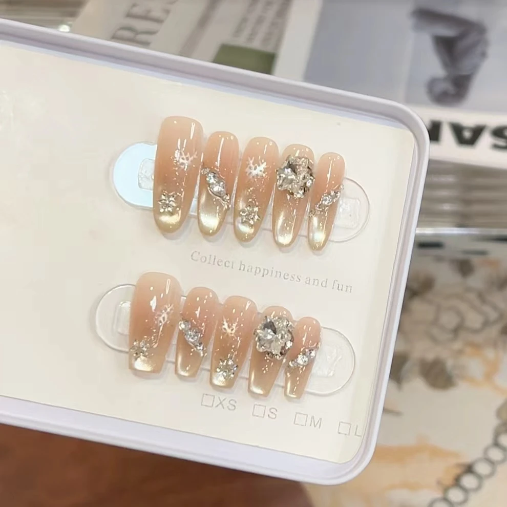 【冰雪】秋冬爆款 纯手工猫眼穿戴甲10片装