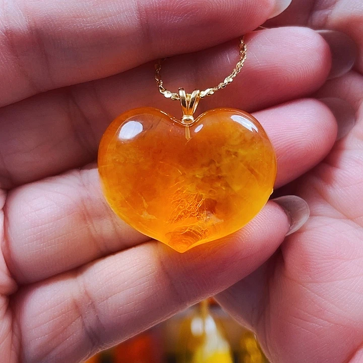 琥珀银S925镶嵌裸石吊坠