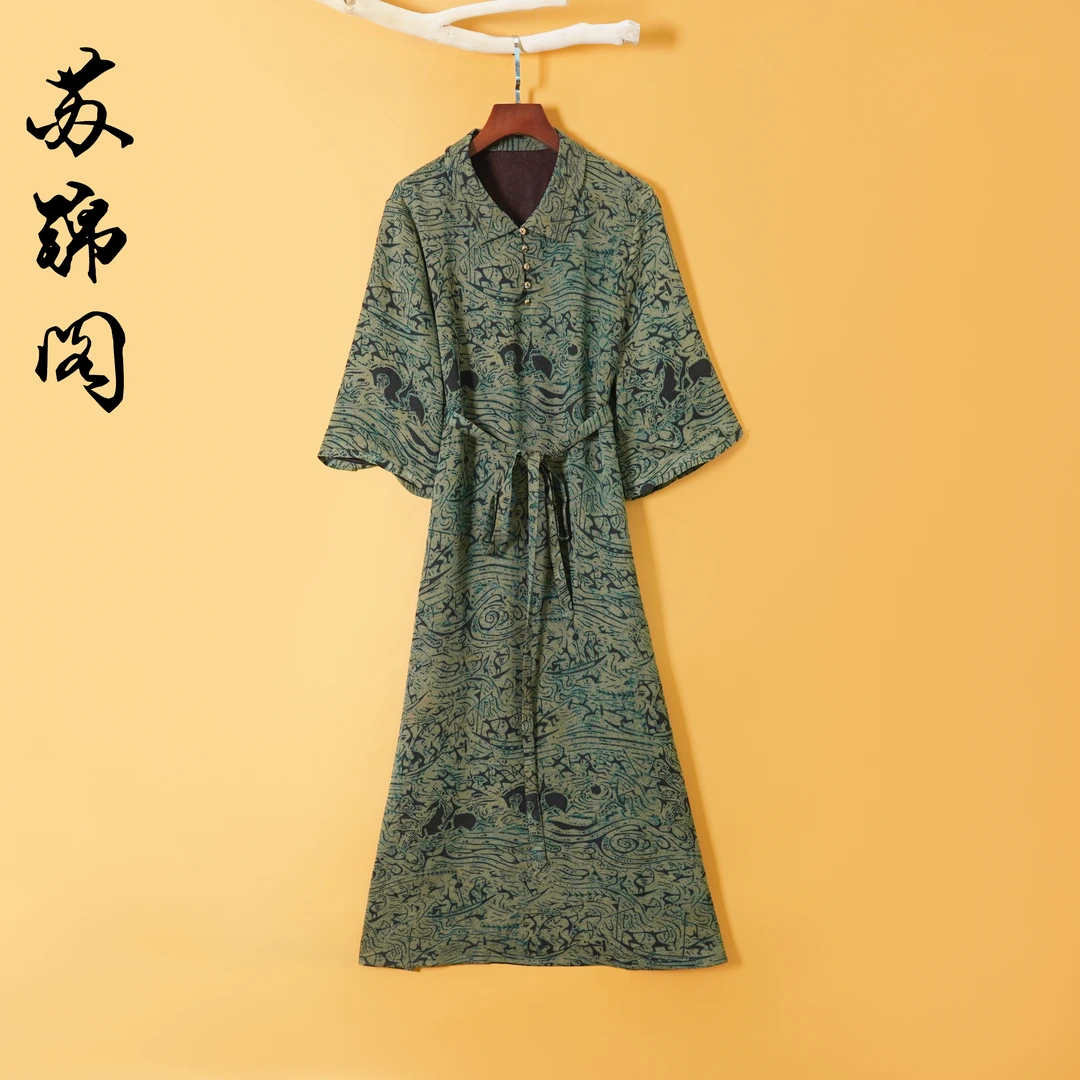 1715-YQ337050新款高档上档次百分百桑蚕丝香云纱连衣裙高贵高端