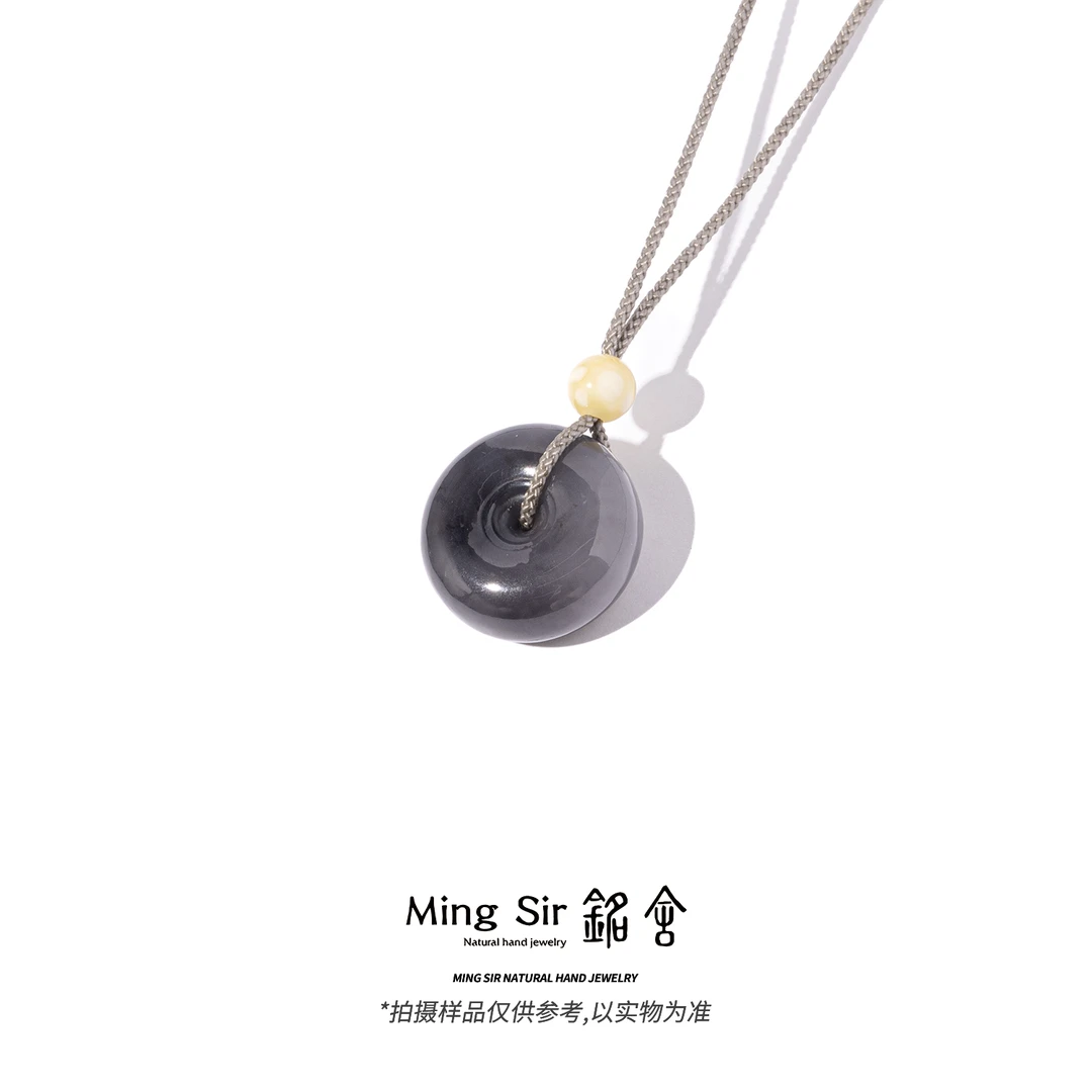 【铭舍】天然和田玉青花平安扣吊坠珠宝玉石