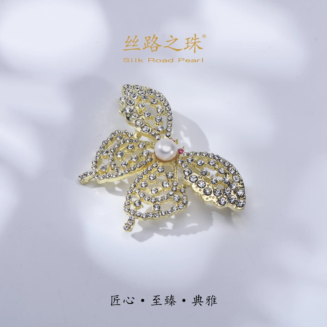 【丝路之珠】精品淡水珍珠胸针7-8MM浙江诸暨珍珠