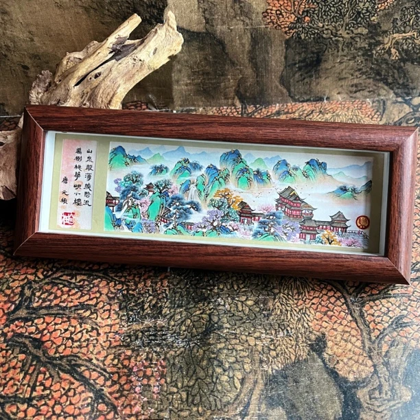 国风装饰画 桌面摆设装饰画 中式礼品装饰画 尺寸：9x23cm