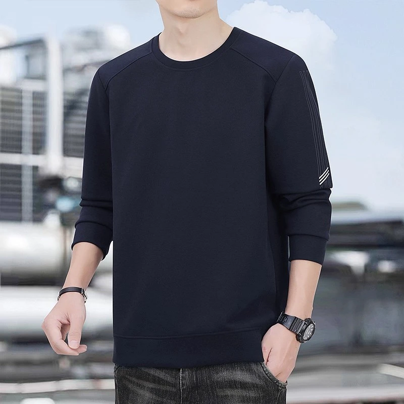 棉质圆领卫衣男士2025春秋季新款套头大码宽松休闲长袖t恤打底衫