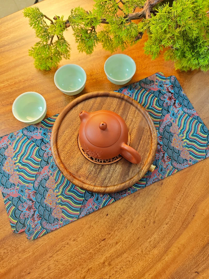 南美胡桃木团圆茶盘干湿两用壶承杯托20*20*3.3