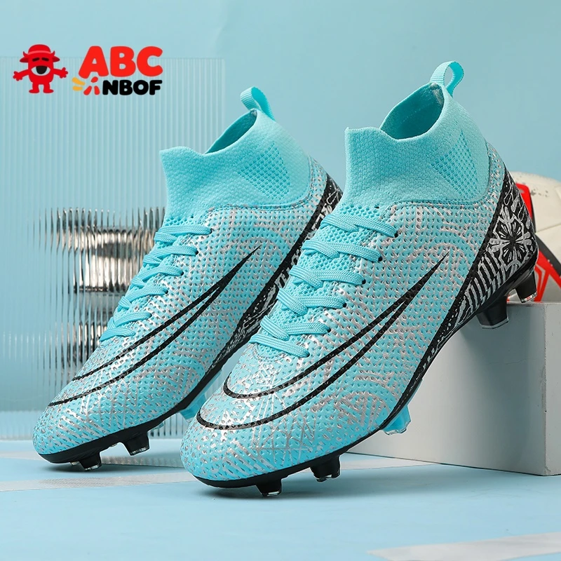 ABC NBOF足球鞋男童女碎钉TF无缝成人高帮青少年中小学生专用训练
