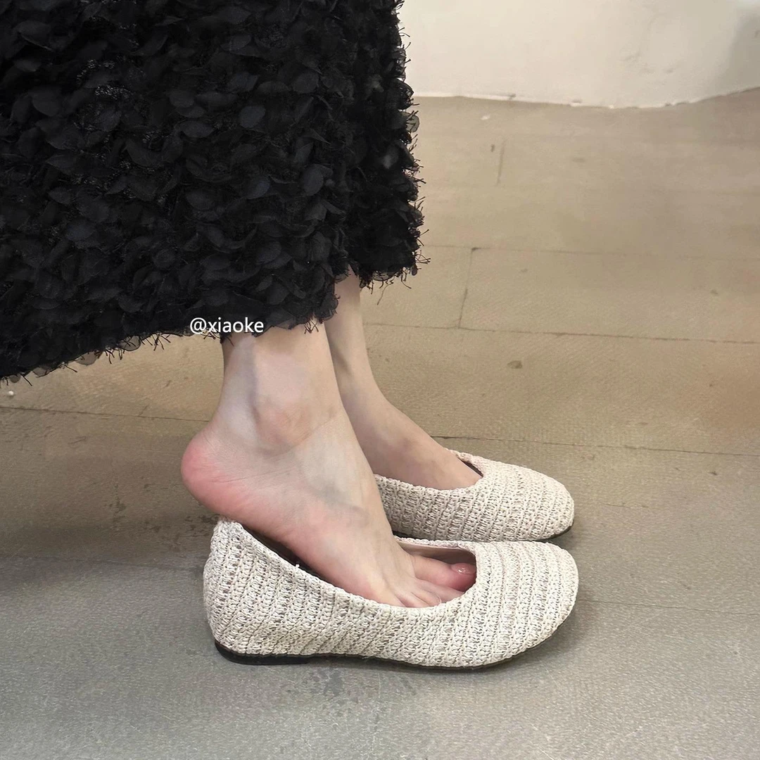 内增高3CM小众编织波西米亚勃肯鞋女外穿2025夏小坡跟配裙子单鞋