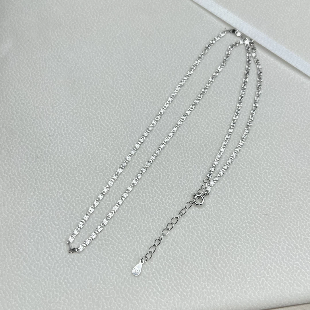 链子925银 S925银闪片项链50cm总长 素链