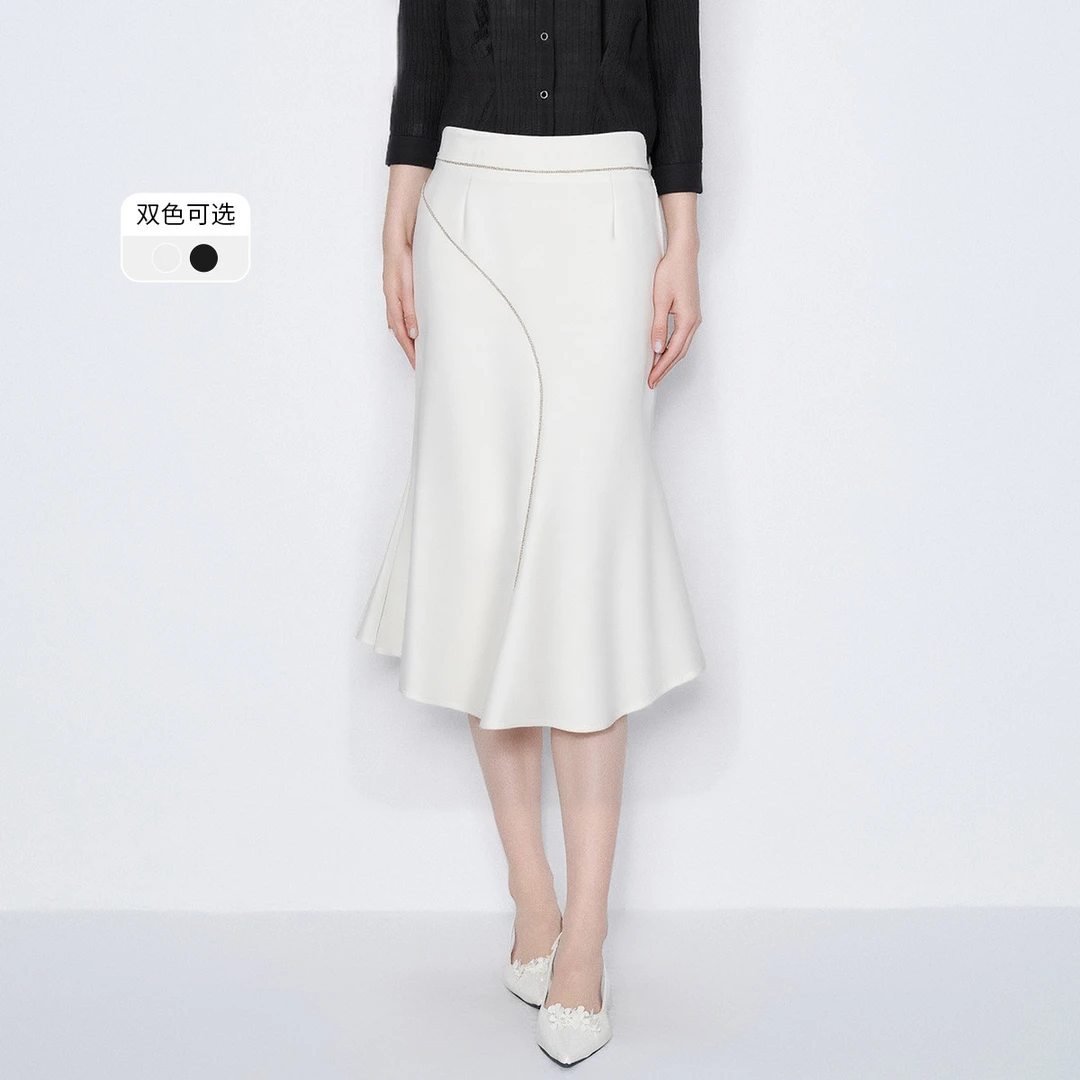 【小余专属】马天奴斜条通勤休闲时尚包臀裙高腰显瘦鱼尾裙
