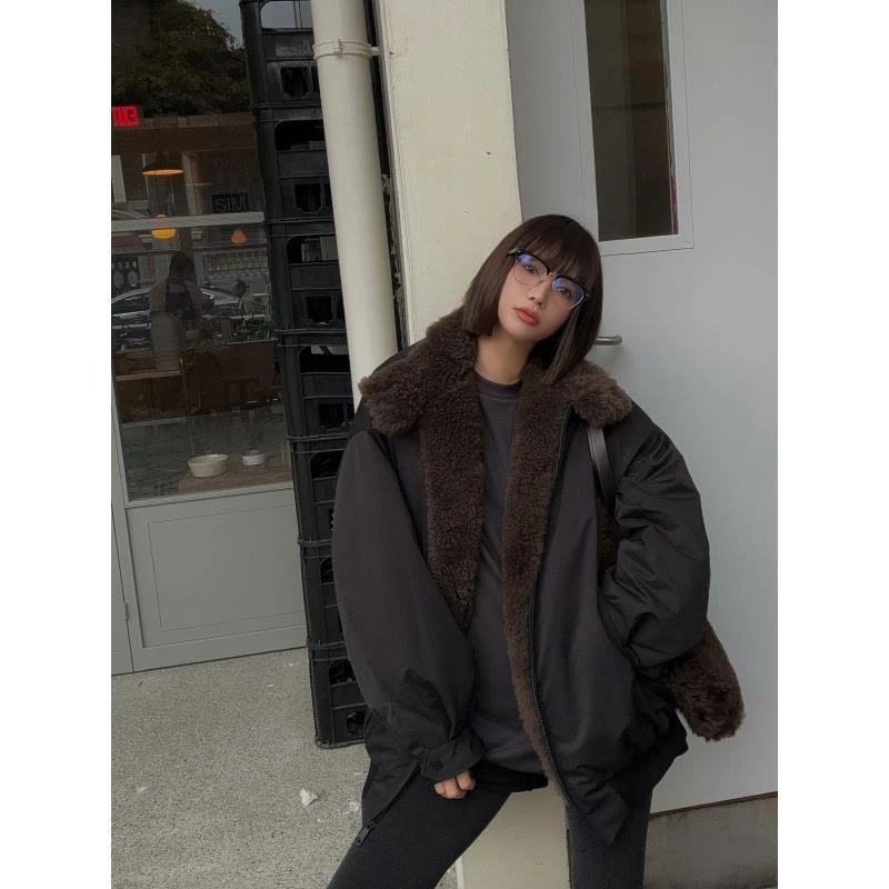 rarer rarer拼接三防黑天鹅鹅绒服 2403164