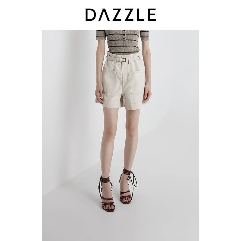 DAZZLE 地素牛仔短裤2025年夏季新款白色牛仔短裤2J2R108