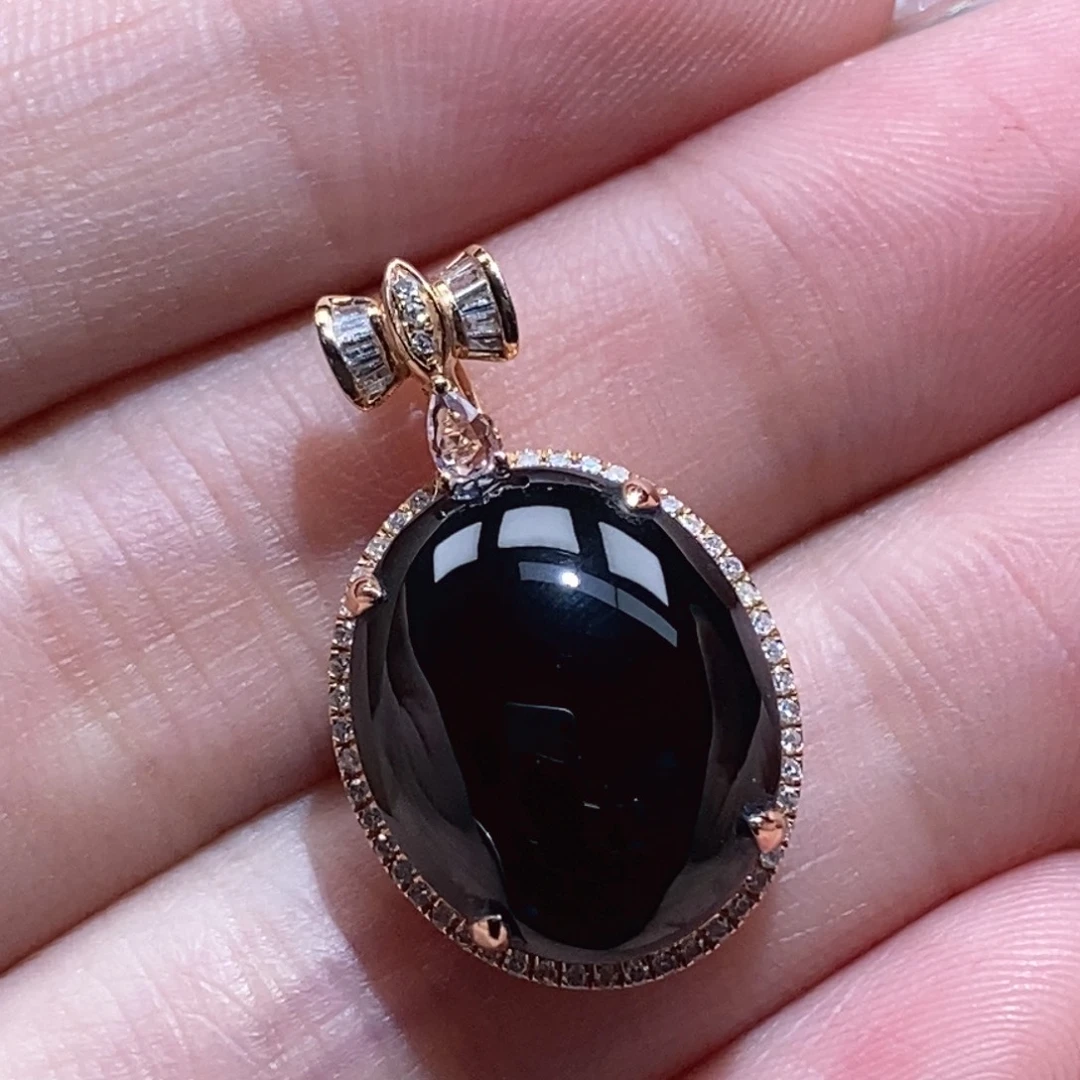 吊坠(不含链)18K金镶嵌翡翠