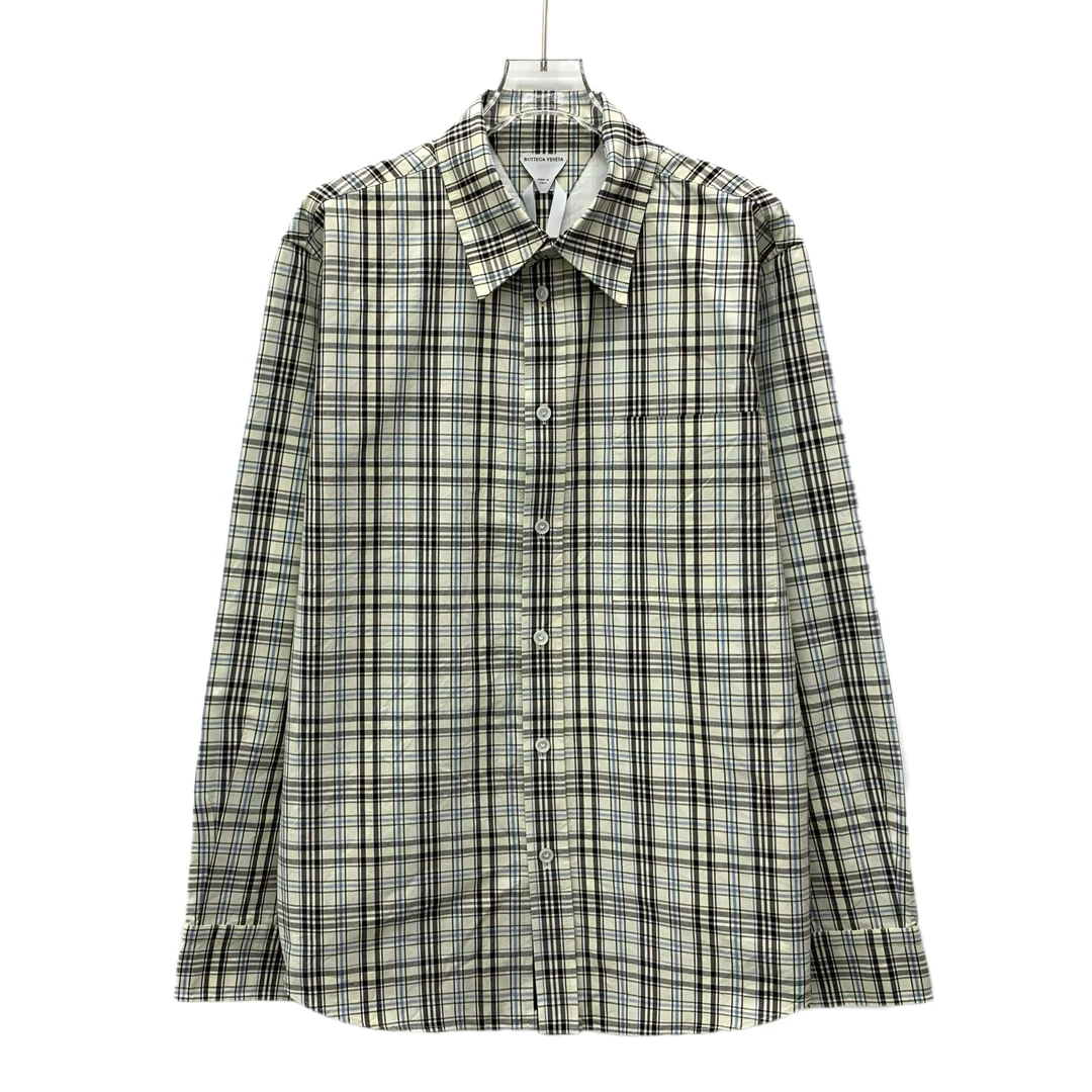 99新 BOTTEGA VENETA/葆蝶家 EM0095 拼色条纹棉质翻领衬衫 S码