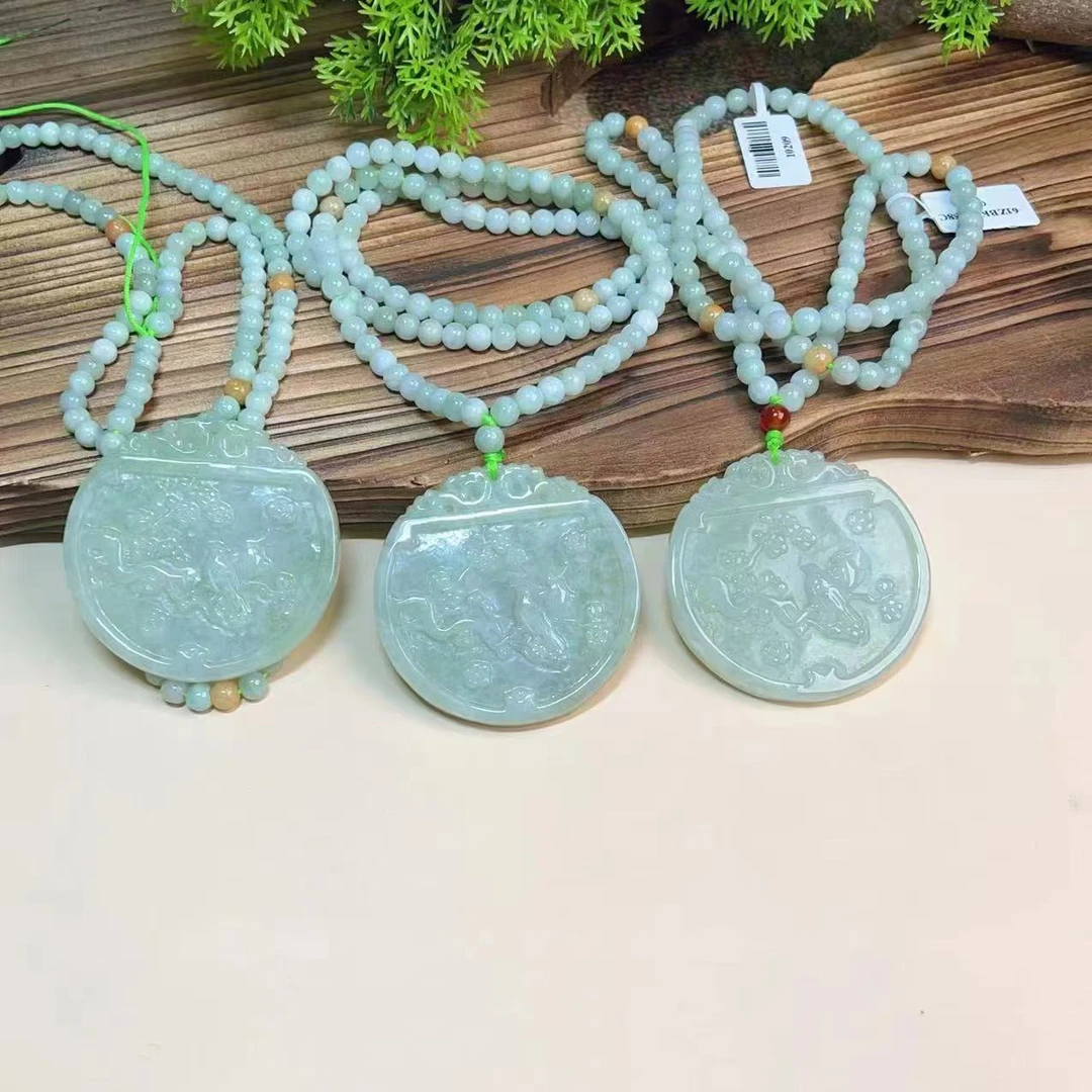 翡翠A货时尚花鸟牌带珠链GS-9999 多样性发货其一