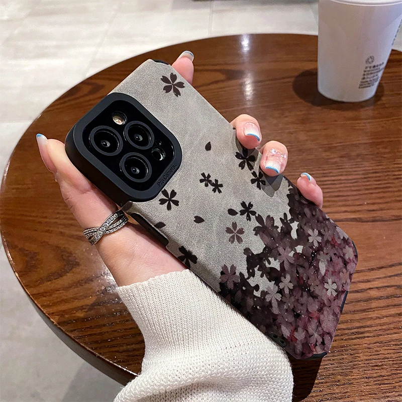 鲜花拼接适用苹果17新款iPhone17pro防摔16手机壳15翻毛皮14校园X