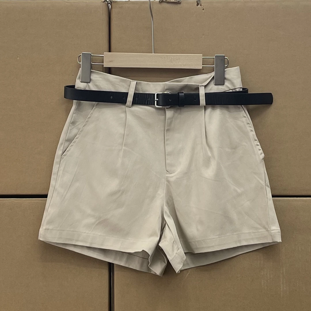 老美订单！复古时髦范阔腿裤显瘦百搭腰带短裤休闲A字西裤女夏季