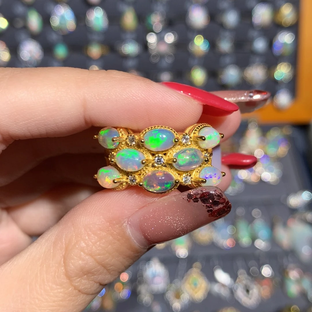 银S925镶嵌欧泊欧泊戒指y