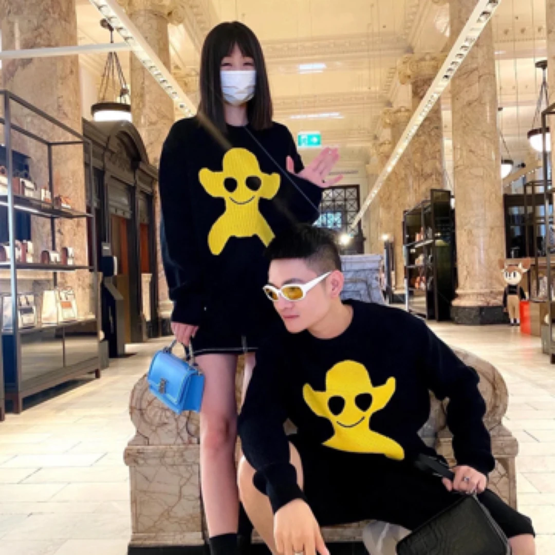 burberry博柏利卡通怪兽图案提花毛衣长袖M码99新YSC0020