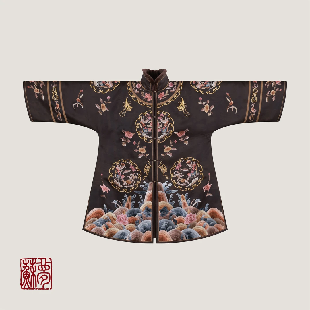 蘇夢【福履齐长】香云纱中式百搭重工满绣多穿半大褂皮袄0105378