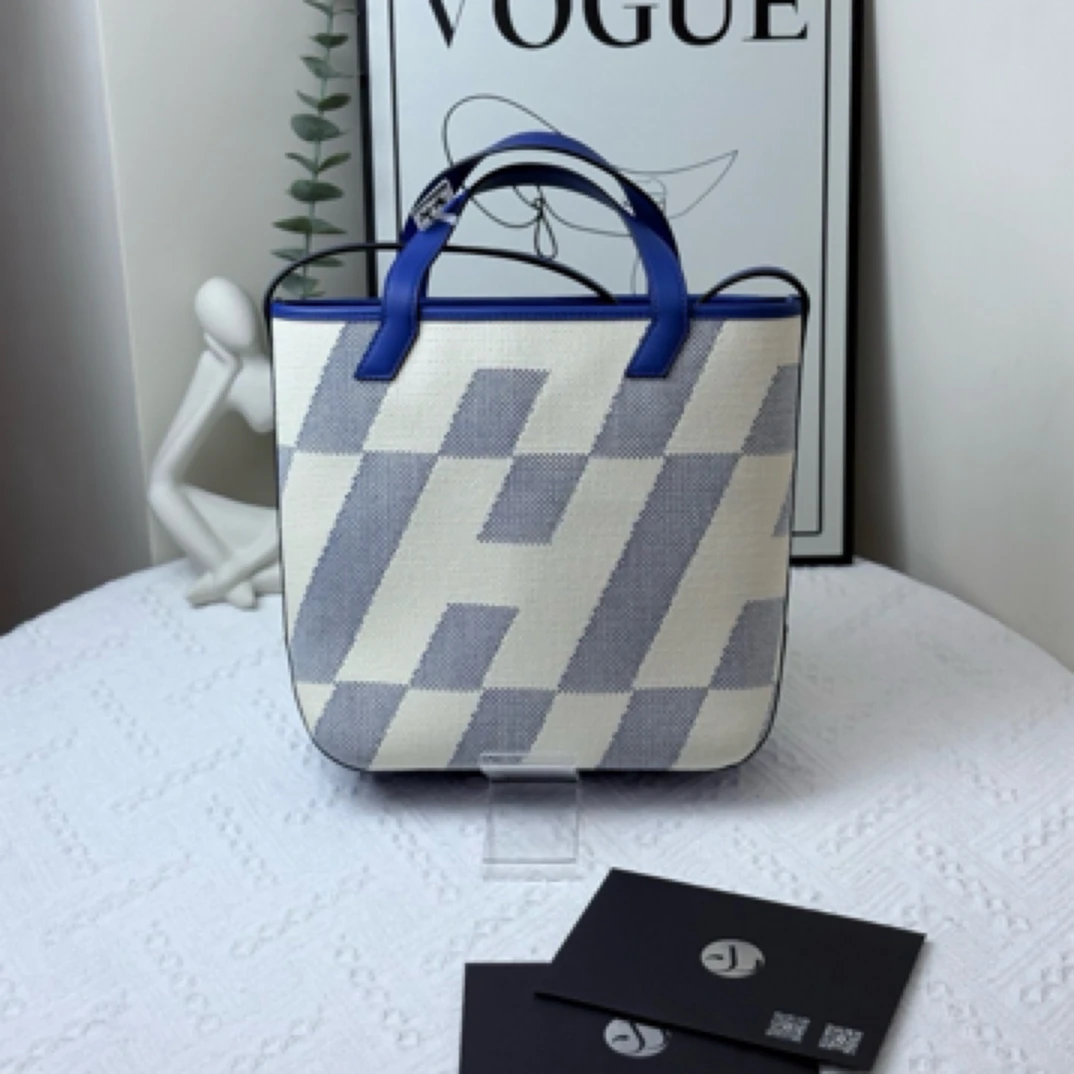 95新 Hermes/爱马仕  cabas 蓝白/JWS426