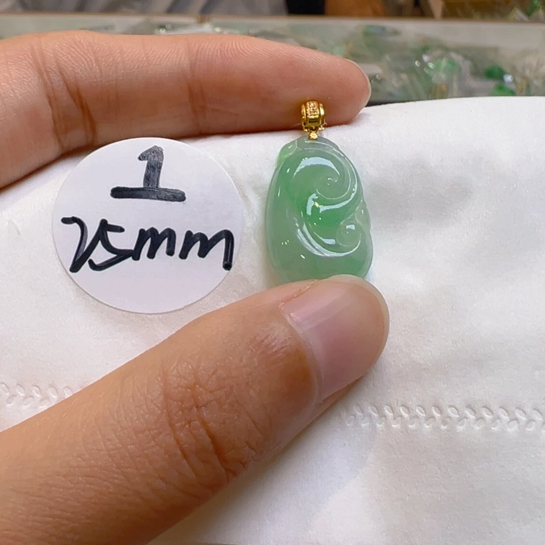 翡翠18K金镶嵌吊坠(不含链)翡翠