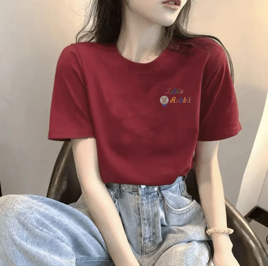 【烫画款】时尚男女同款半袖印花圆领百搭休闲白色T恤