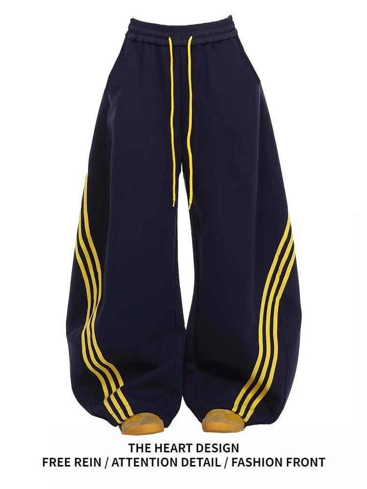 美式三条杠阔腿街头风格运动户外机能休闲高街长裤工装